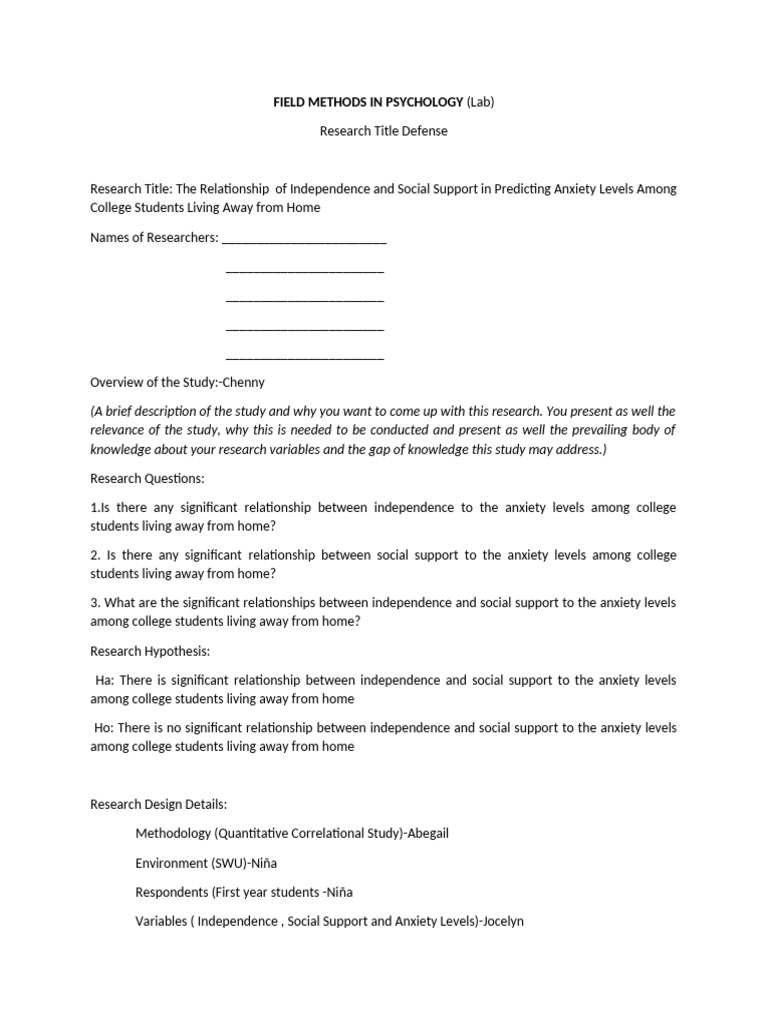 Independence, Support & Anxiety Study | PDF