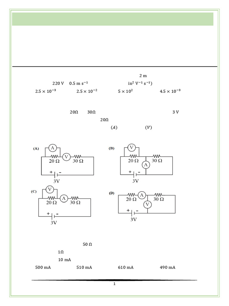 Physics Practice: Current Electricity | PDF | Electrical Resistance And ...