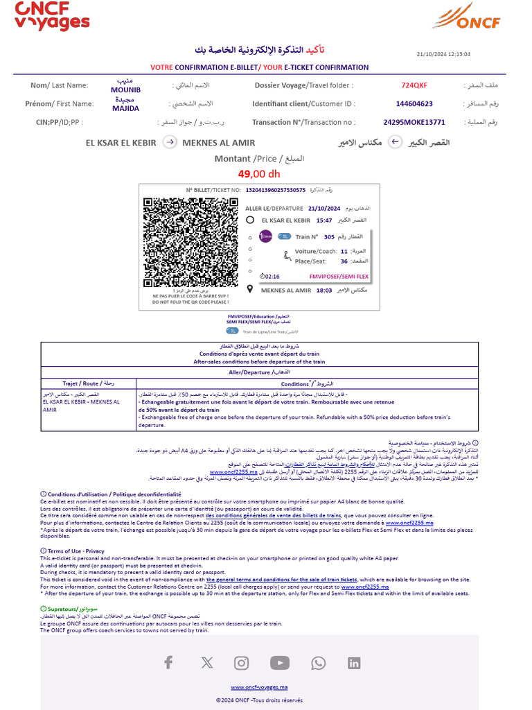 Remboursement et annulation ONCF | PDF