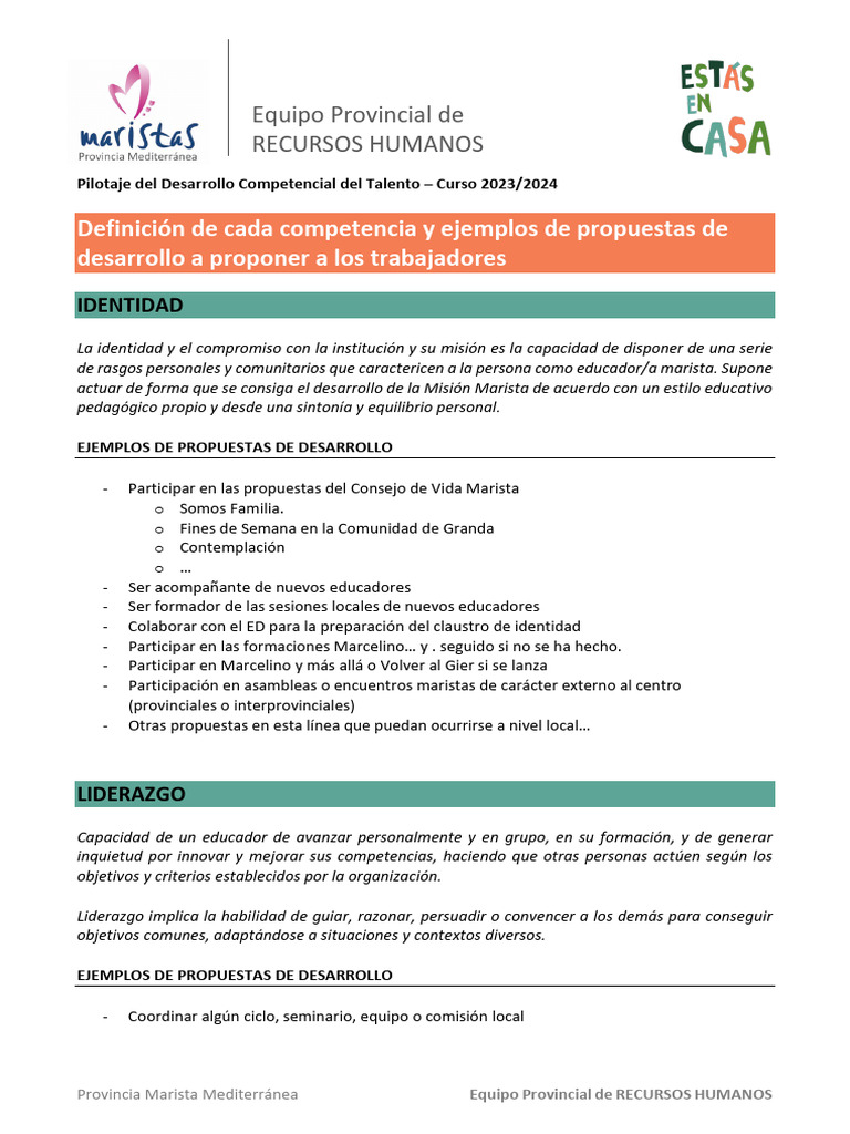 Definición de Cada Competencia y Ejemplos de Propuestas de Desarrollo A ...