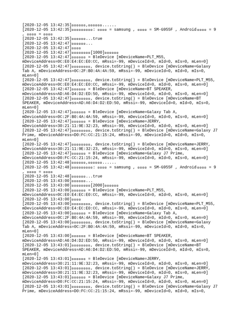 Samsung Device BLE Scanning Log | PDF | Mobile Phones | Samsung