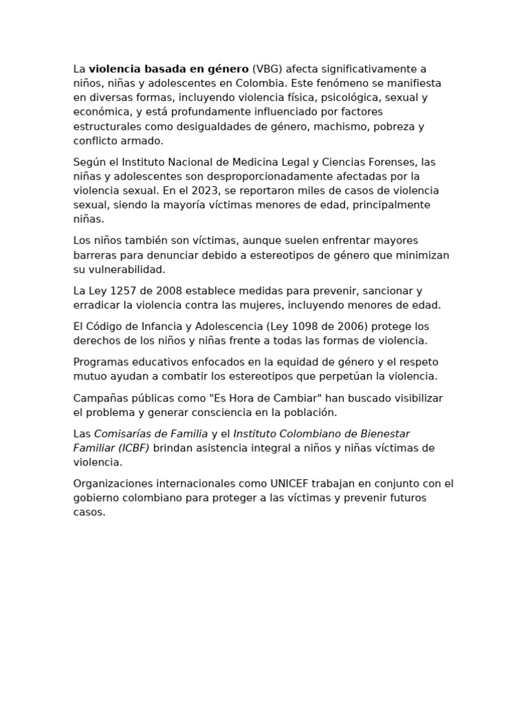 La Violencia Basada en Género | PDF