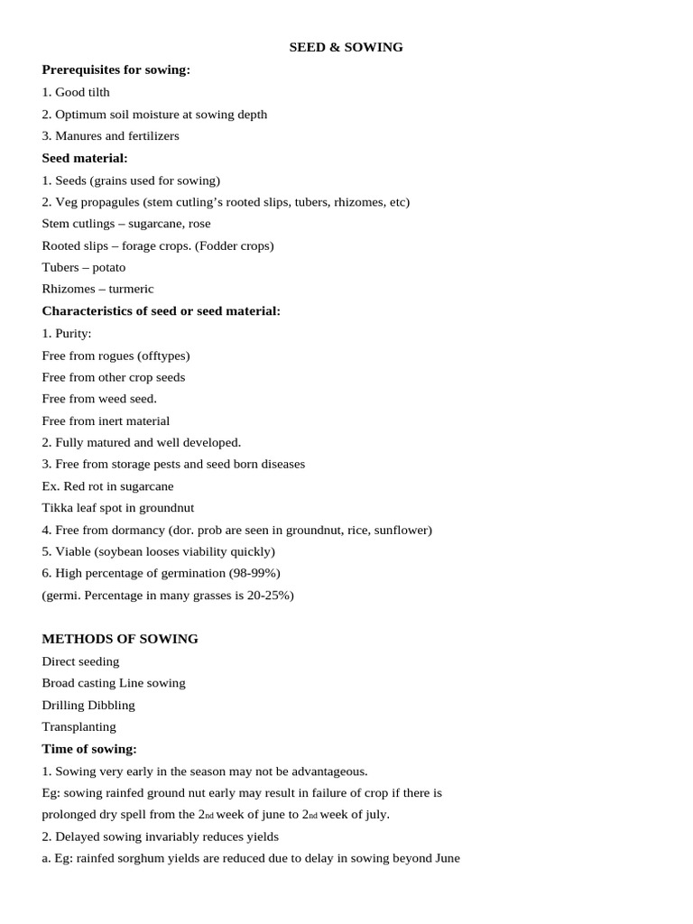 Seed Sowing Techniques in Agronomy | PDF | Seed | Sowing