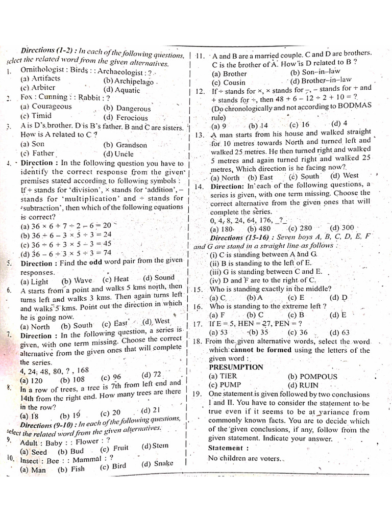 Reasoning Practice Set Batch 2 | PDF