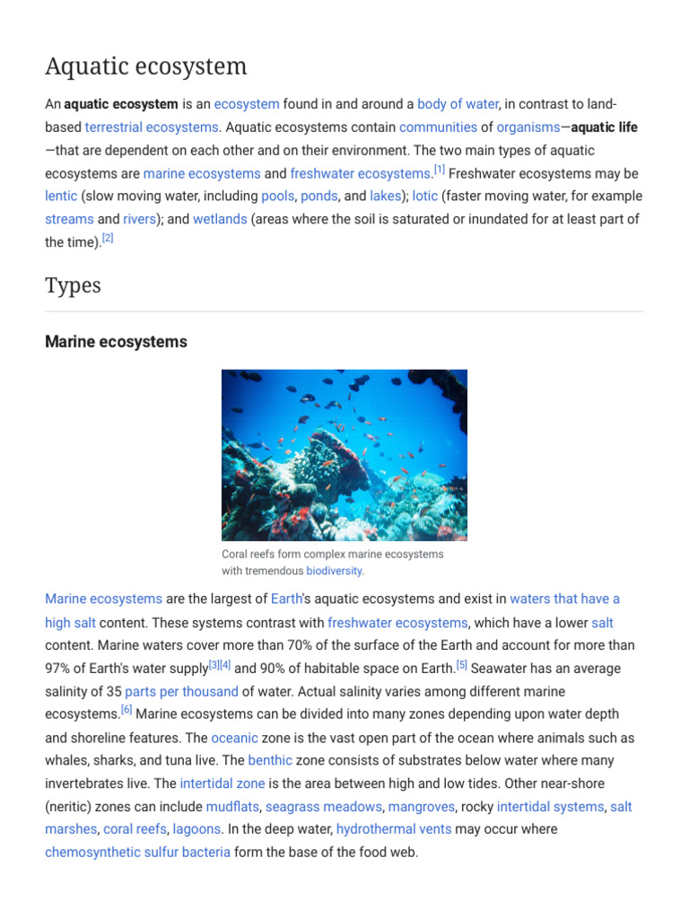 Aquatic Ecosystems: Types and Features | PDF | Aquatic Ecosystem ...