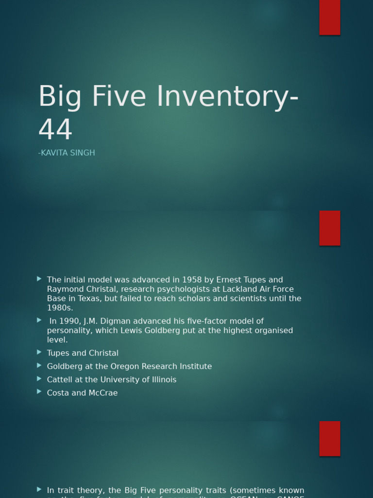 Personality Test:Big Five Inventory 44 | PDF | Social Psychology ...