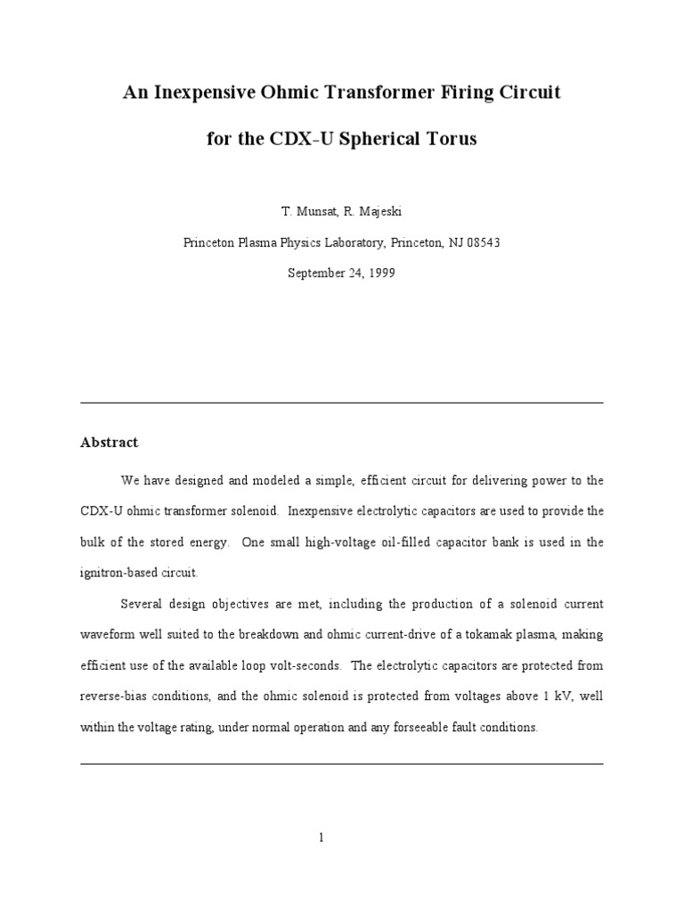 Time Base Circuit | PDF | Tokamak | Capacitor
