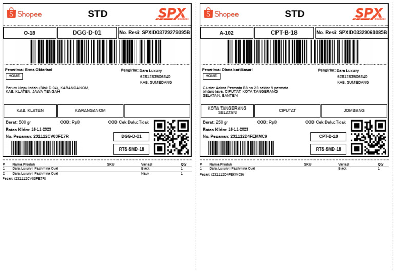 Label Pengiriman - Reguler-2 | PDF