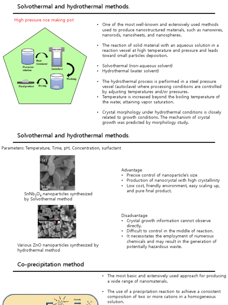 Solvothermal and Hydrothermal Synthesis Methods | PDF | Atomic Force ...