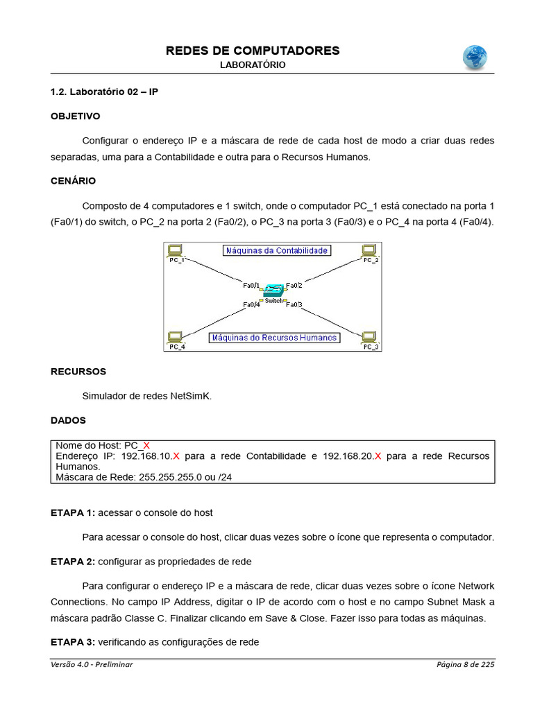 Configuração de IP em Redes de Computadores | PDF | Rede de ...