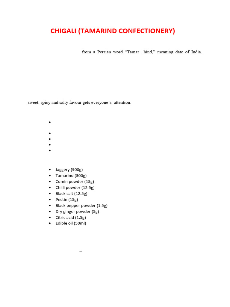 Chigali Report 1 | PDF | Taste | Food Ingredients