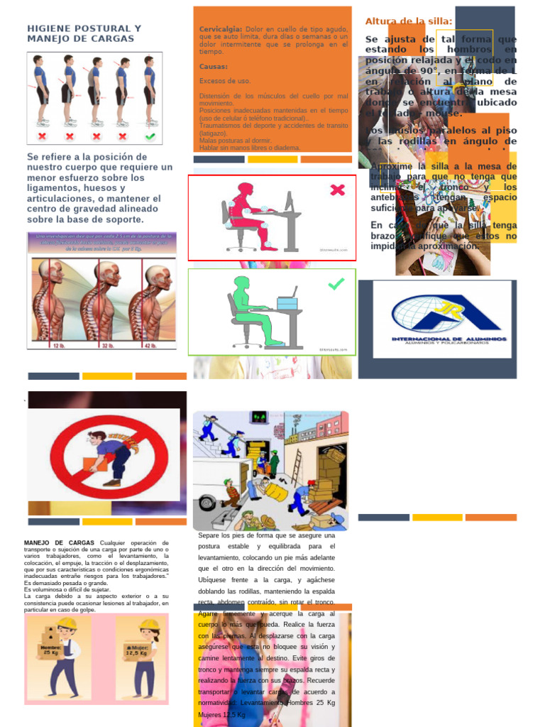 Higiene Postural y Manejo de Cargas | PDF | Rodilla | Dolor lumbar