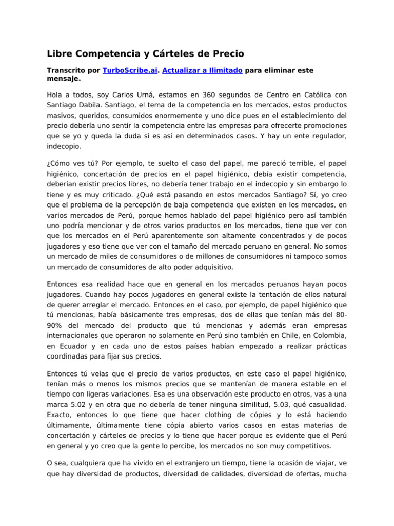 Libre Competencia y Cárteles de Precio | PDF | Mercado (economía ...