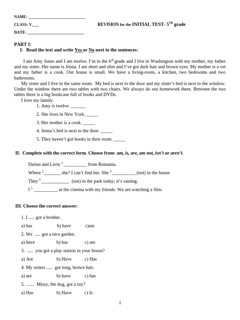 Revision-TEST INITIAL-V | PDF