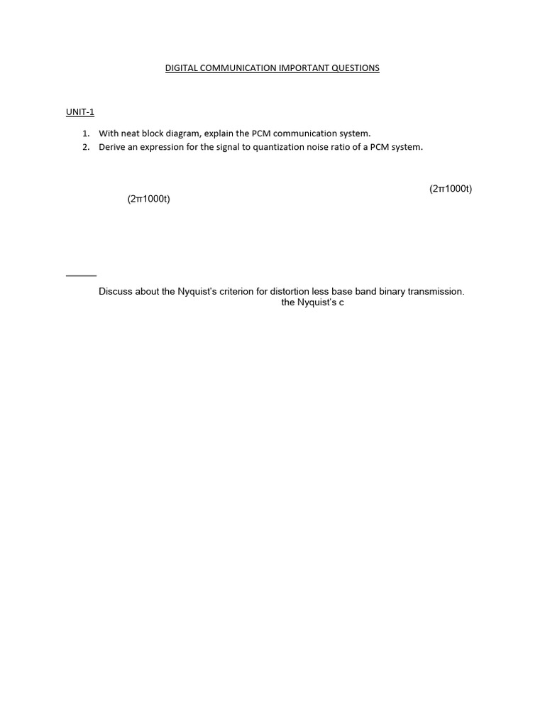 Digital Communication Study Guide Pdf Electrical Engineering
