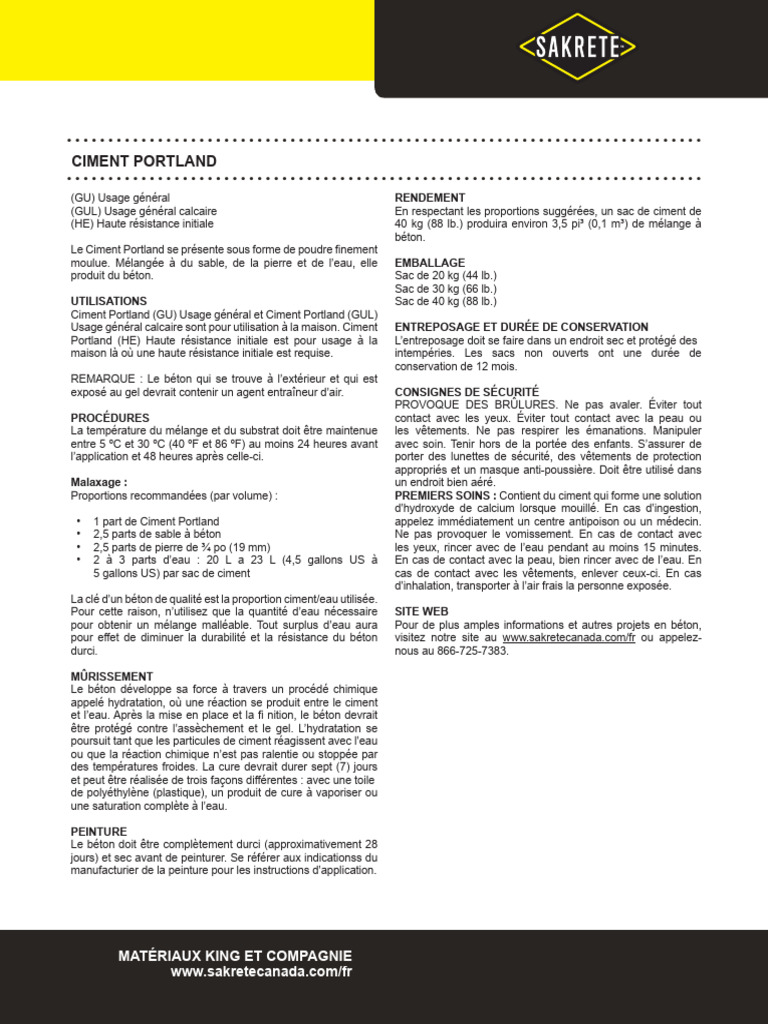 Ciment Portland : Utilisations et Procédures | PDF | Béton | Ciment
