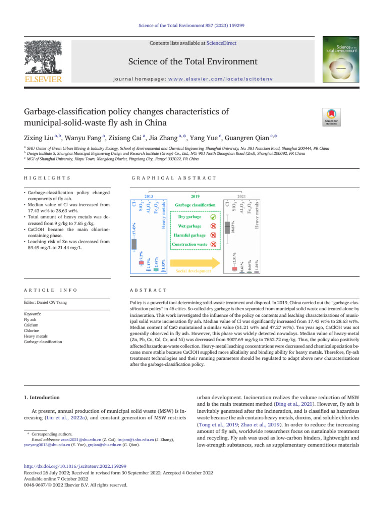 Garbage Classification Policy Changes Characteristics - 2023 - Science ...