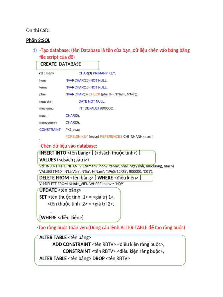 Ôn Thi CSDL | PDF