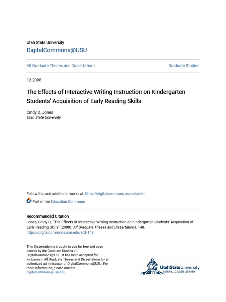 The Effects of Interactive Writing Instruction On Kindergarten ST | PDF ...