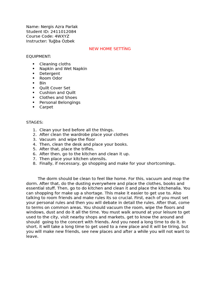 New Home Setup Guide for Students | PDF