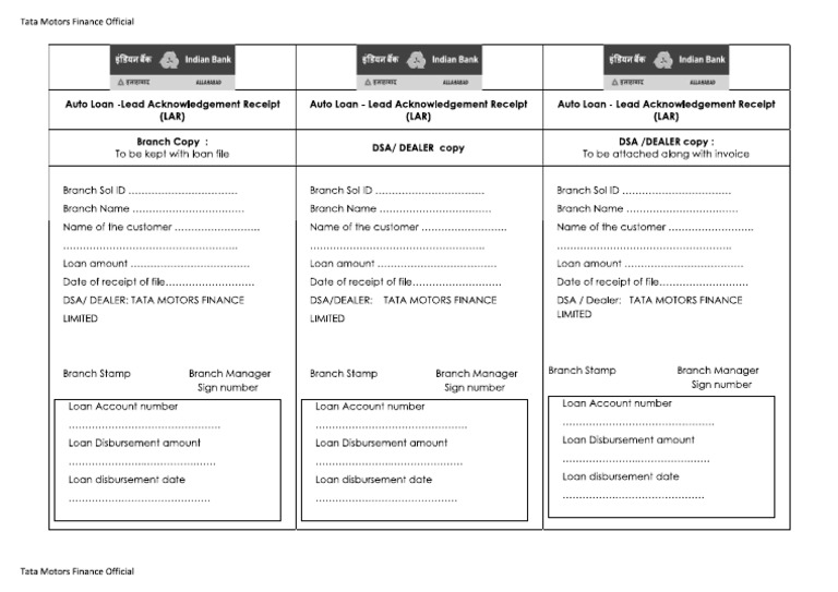 TMFL INDIAN BANK LAR Format | PDF