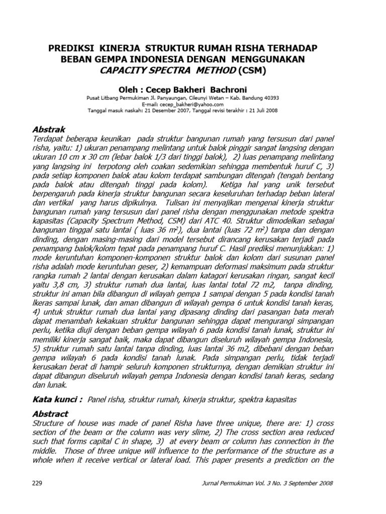 Kinerja Struktur Rumah Risha Gempa | PDF