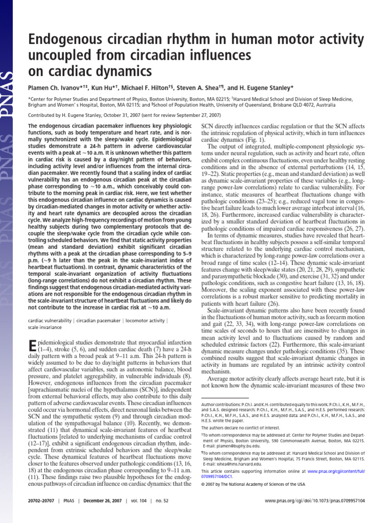 Endogenous Circadian Rhythm in Human Motor Activity Upcoupled From ...