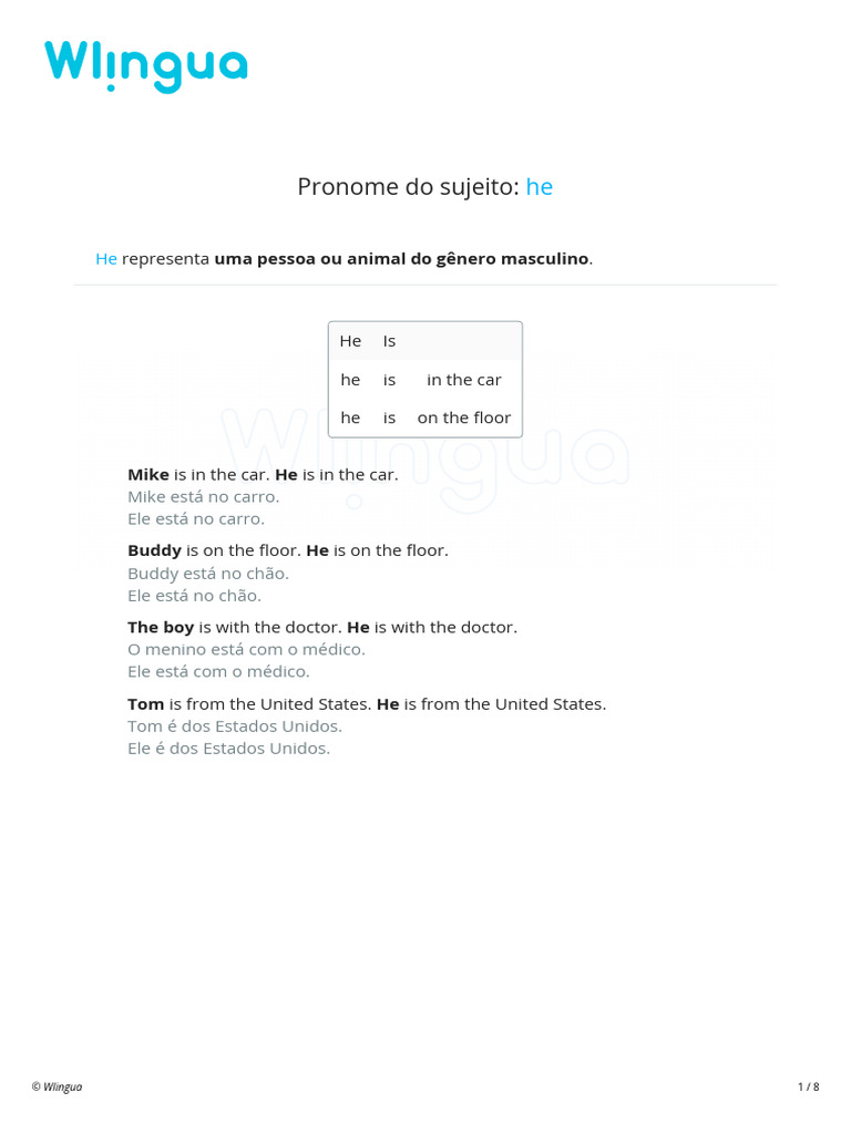 Pronomes do sujeito em inglês: guia completo | PDF | Linguística