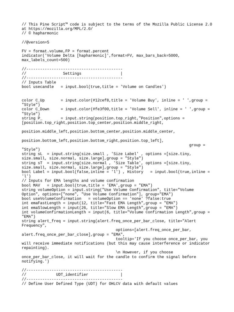 Volume Delta Indicator for TradingView | PDF | Volume | Computer ...