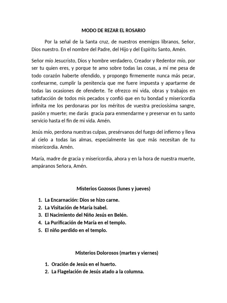 Modo de Rezar El Rosario | PDF | María, madre de Jesús | Cristo (título)