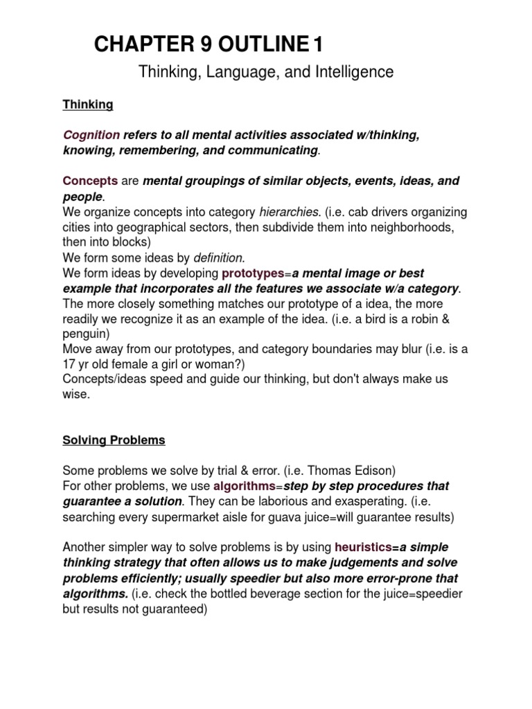 Chapter 9 Thinking Language Intelligence PDF Intelligence