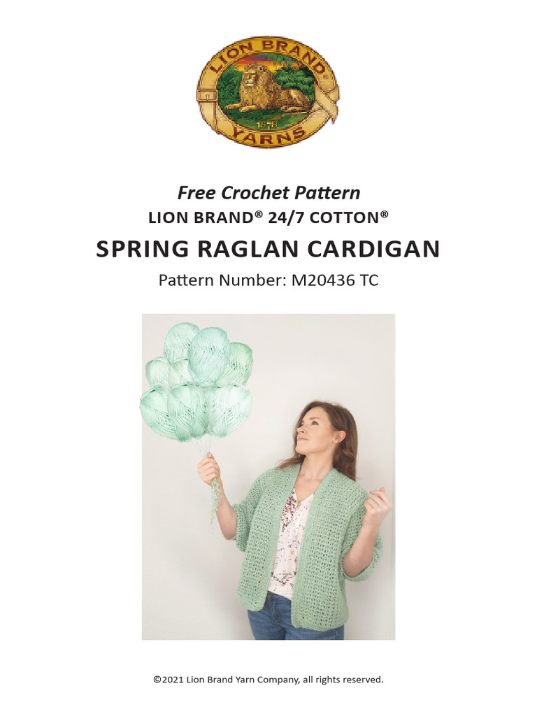 Free Spring Raglan Cardigan Pattern | PDF | Crochet | Gauge (Knitting)