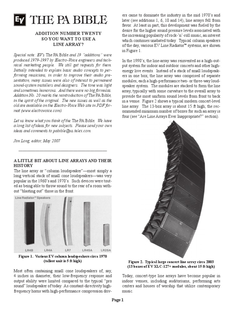 EV PABible-21-Addn20-When To Use A Line Array 2007 | PDF