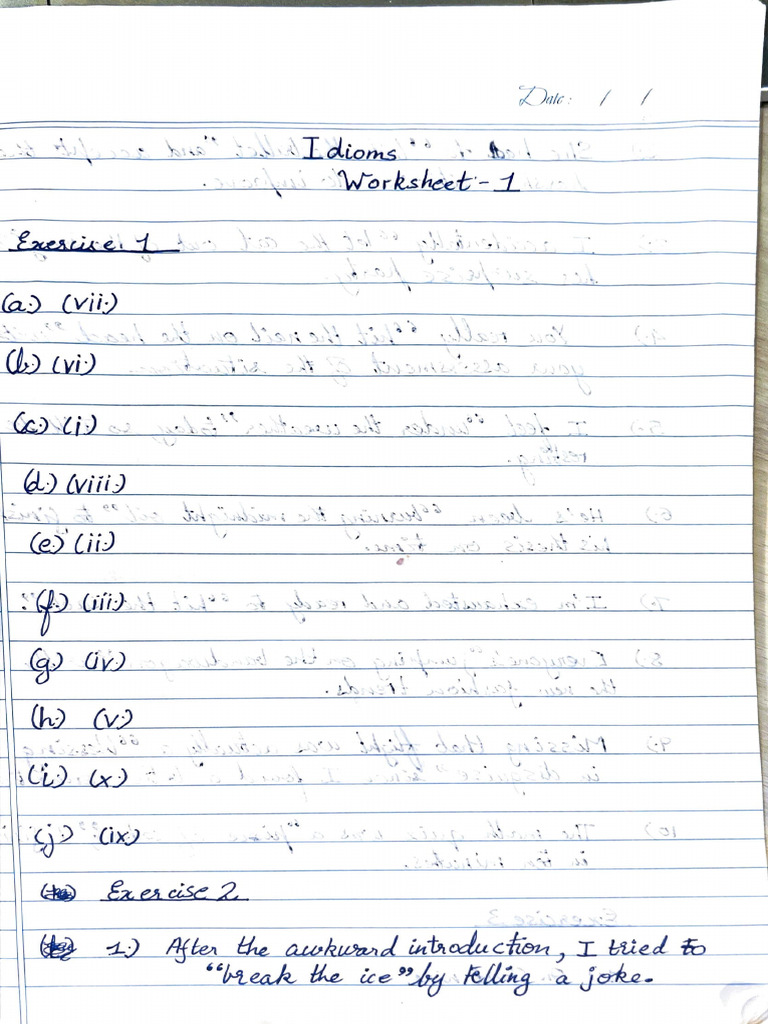 Idioms Worksheet | PDF