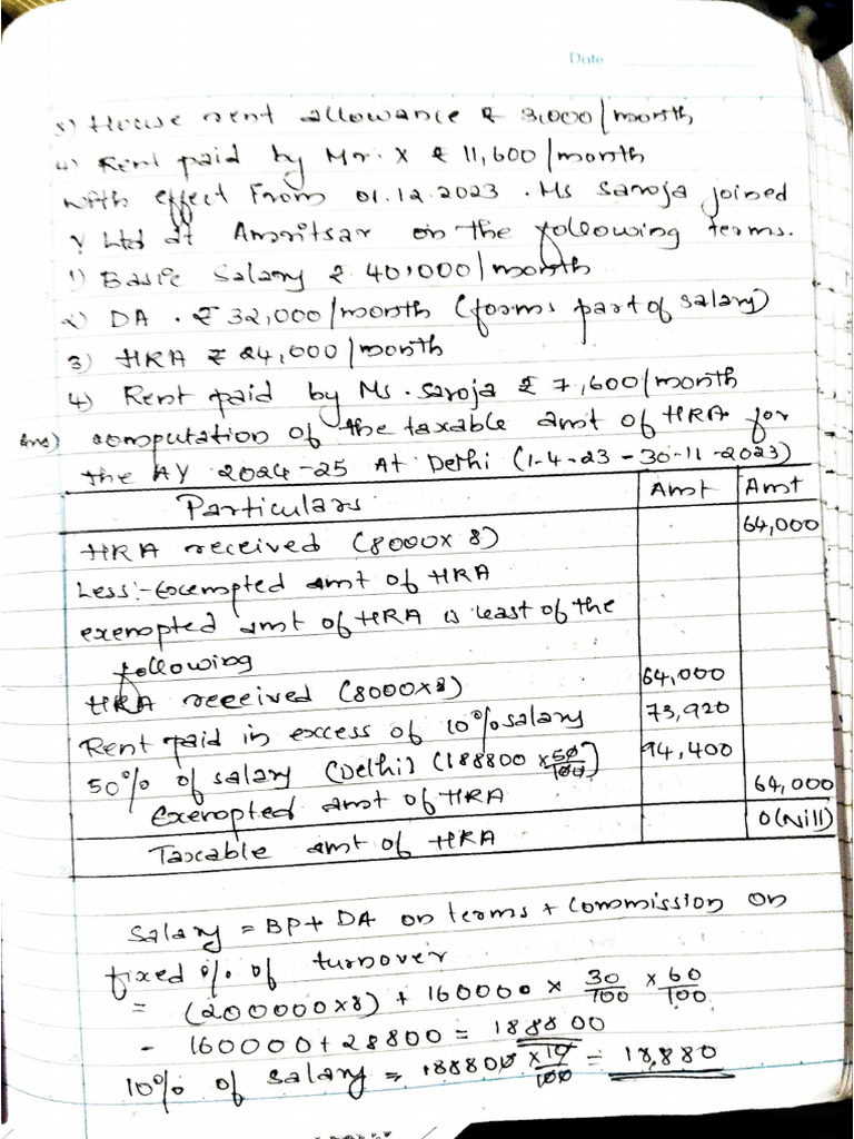 Computation of Hra Class Notes Bcom | PDF