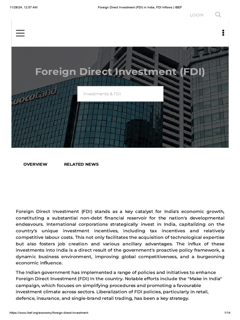 India's Foreign Direct Investment Overview | PDF