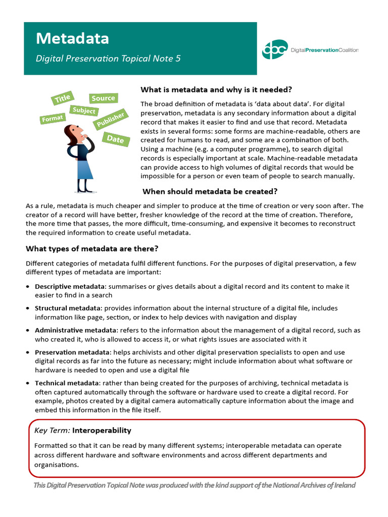 DPNote5 - Metadata April 21 | PDF | Metadata | Information Technology ...
