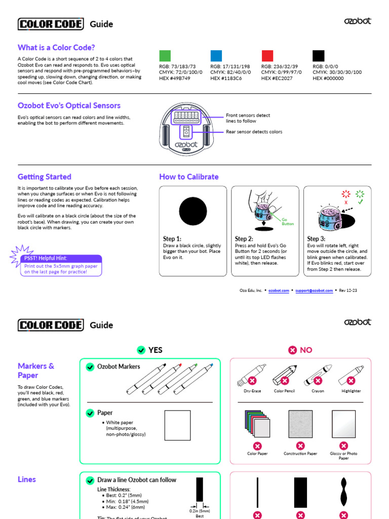 Ozobot color code guide pdf rgb color model