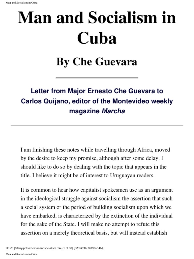 Che Guevara - Man and Socialism in Cuba | Socialism | Capitalism