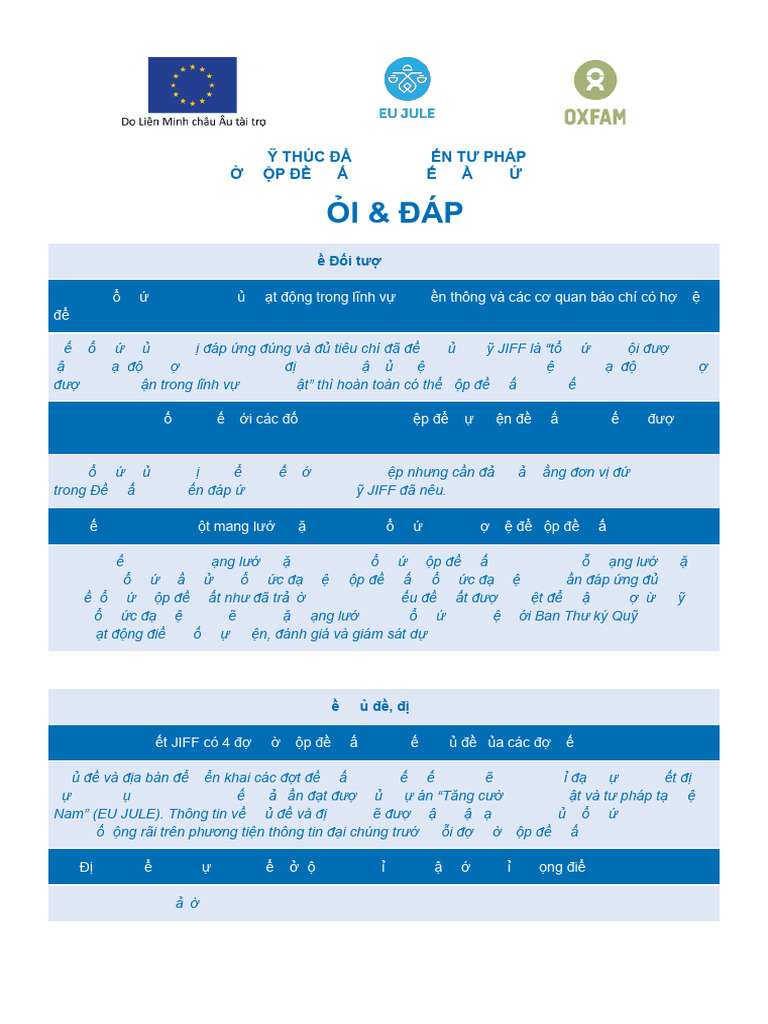 JIFF - Các câu hỏi thường gặp | PDF