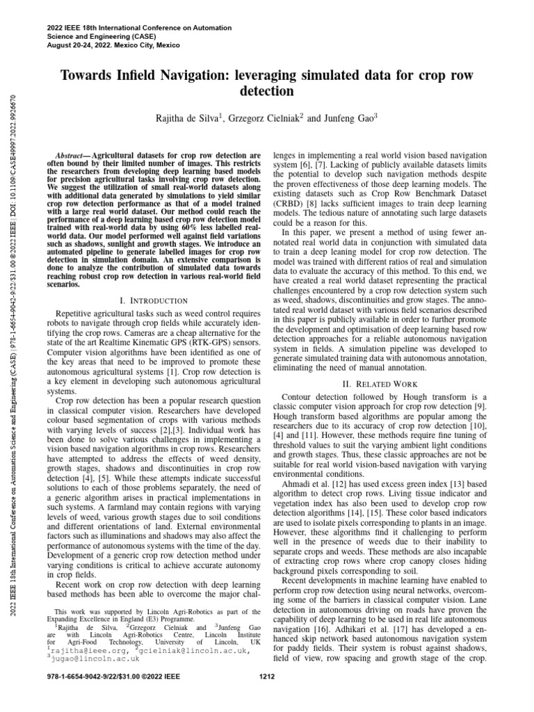 Simulated Data for Crop Row Detection | PDF | Deep Learning | Image ...