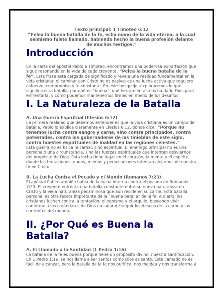 Pelea la Buena Batalla de la Fe | PDF | Fe | Cristo (título)