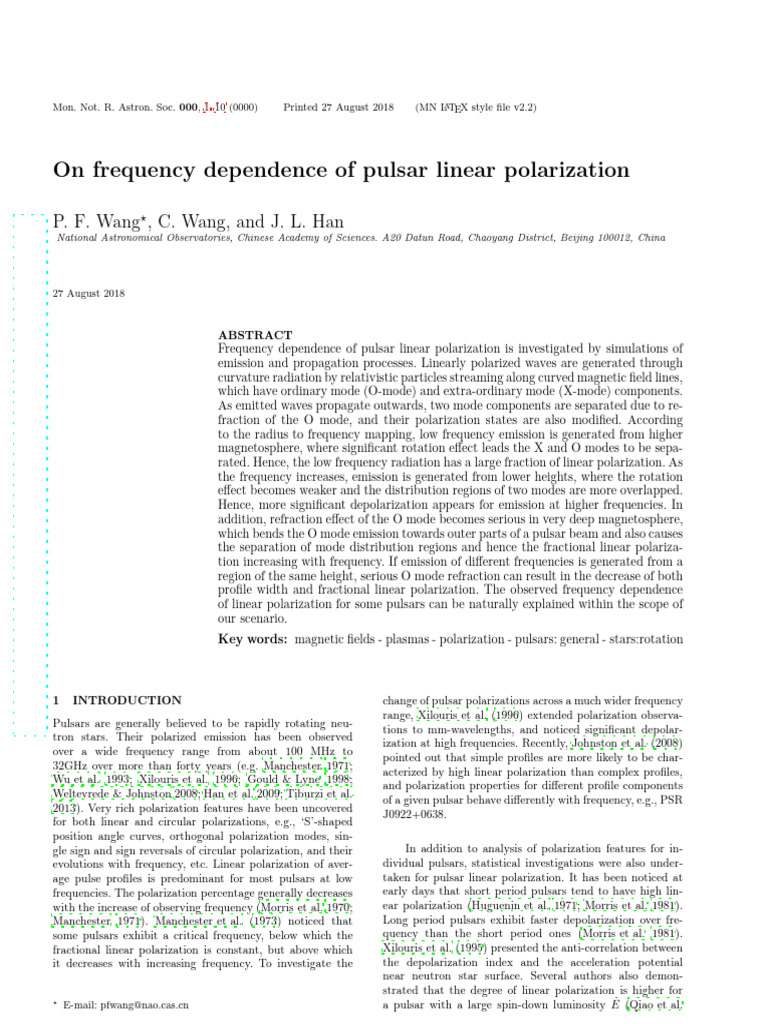 On Frequency Dependence of Pulsar Linear Polarization | PDF ...