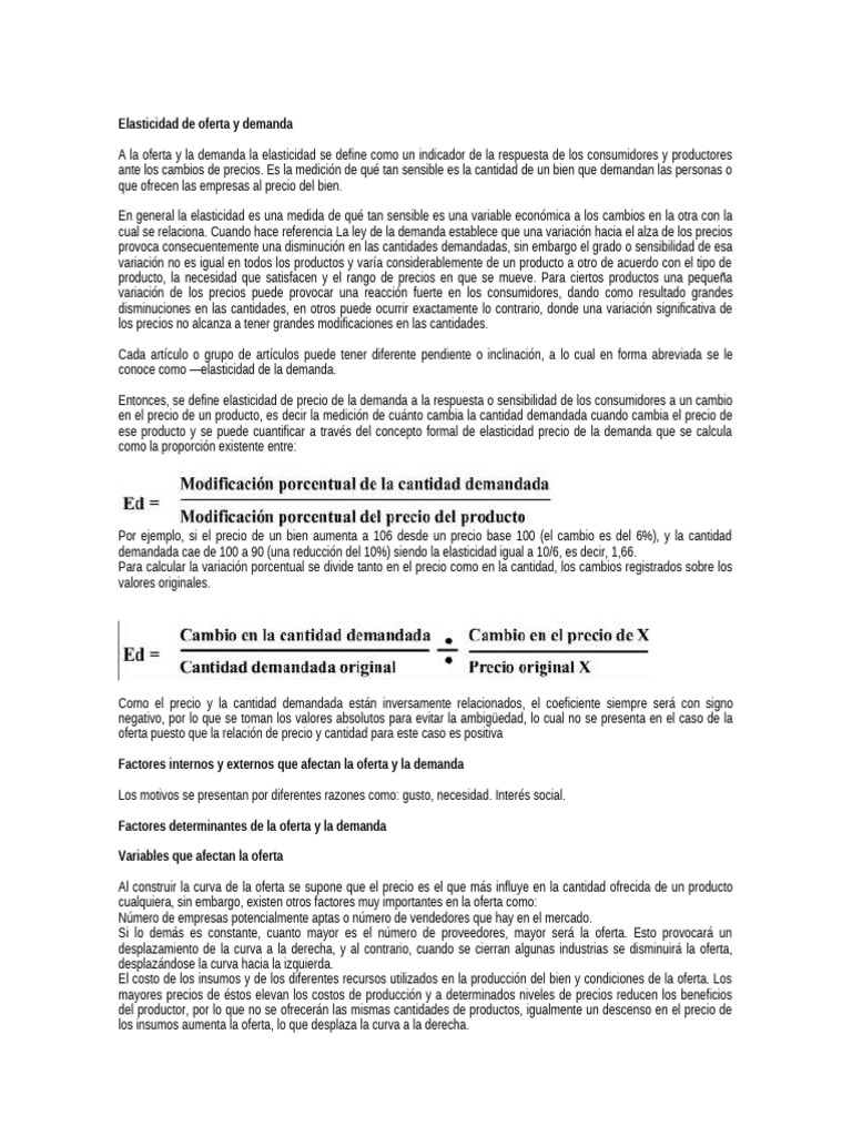 Elasticidad de Oferta y Demanda | PDF | Elasticidad (economía) | Oferta ...