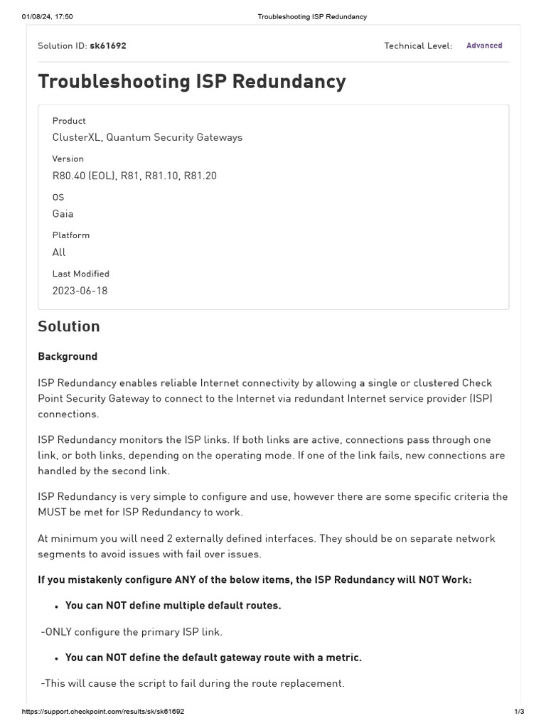 Troubleshooting ISP Redundancy | PDF | Ip Address | Computer Network