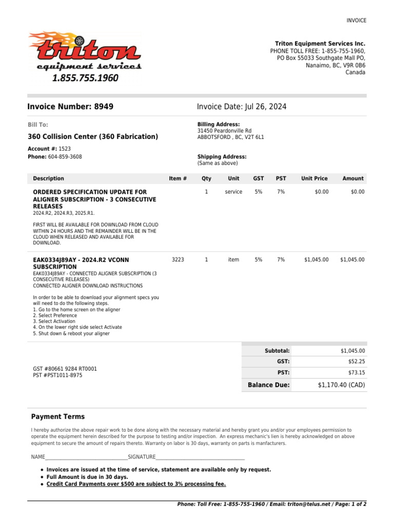 Triton Invoice-8949-1 | PDF | Invoice | Payments