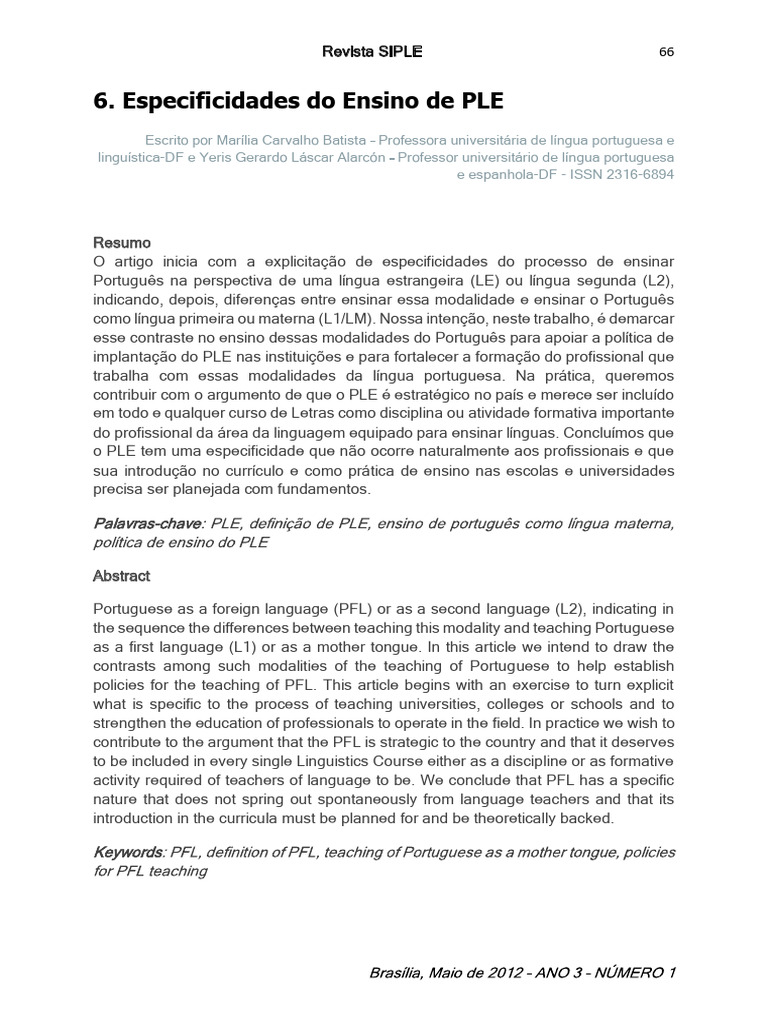 Especificidades do Ensino de PLE | PDF | Gramática | Aprendizado