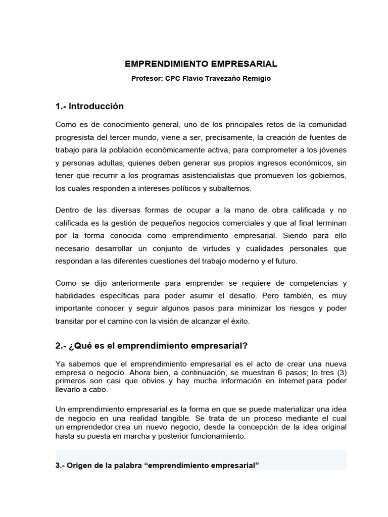 Emprendimiento | PDF | Iniciativa empresarial | Empresa de inicio
