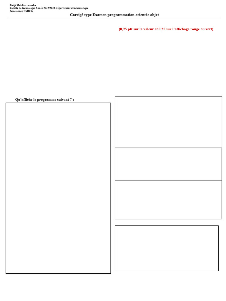 Corrigé Examen Programmation Orientée Objet | PDF | Programmation ...