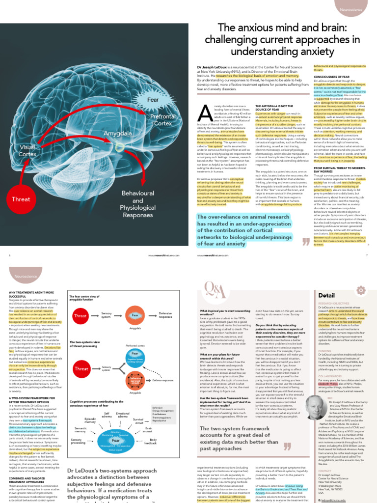 Understanding Anxiety: LeDoux's Insights | PDF | Anxiety | Fear
